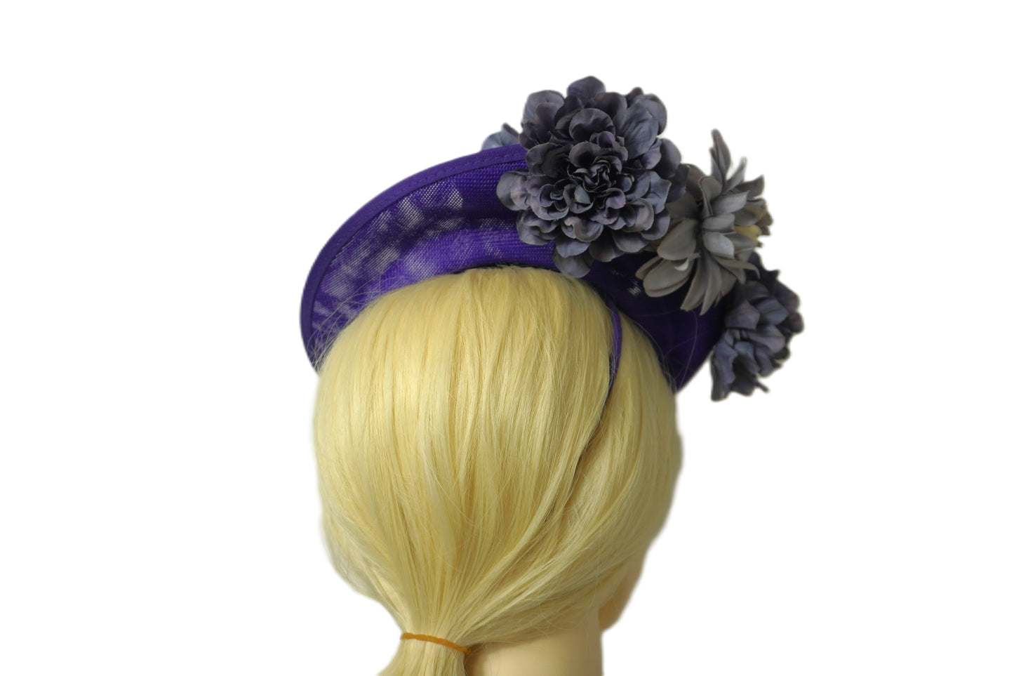 Purple Fascinator Hat, High Tea Hat, wedding guest hat, modern fascinator