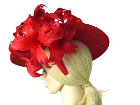 Red Hatinator with Feather Flowers