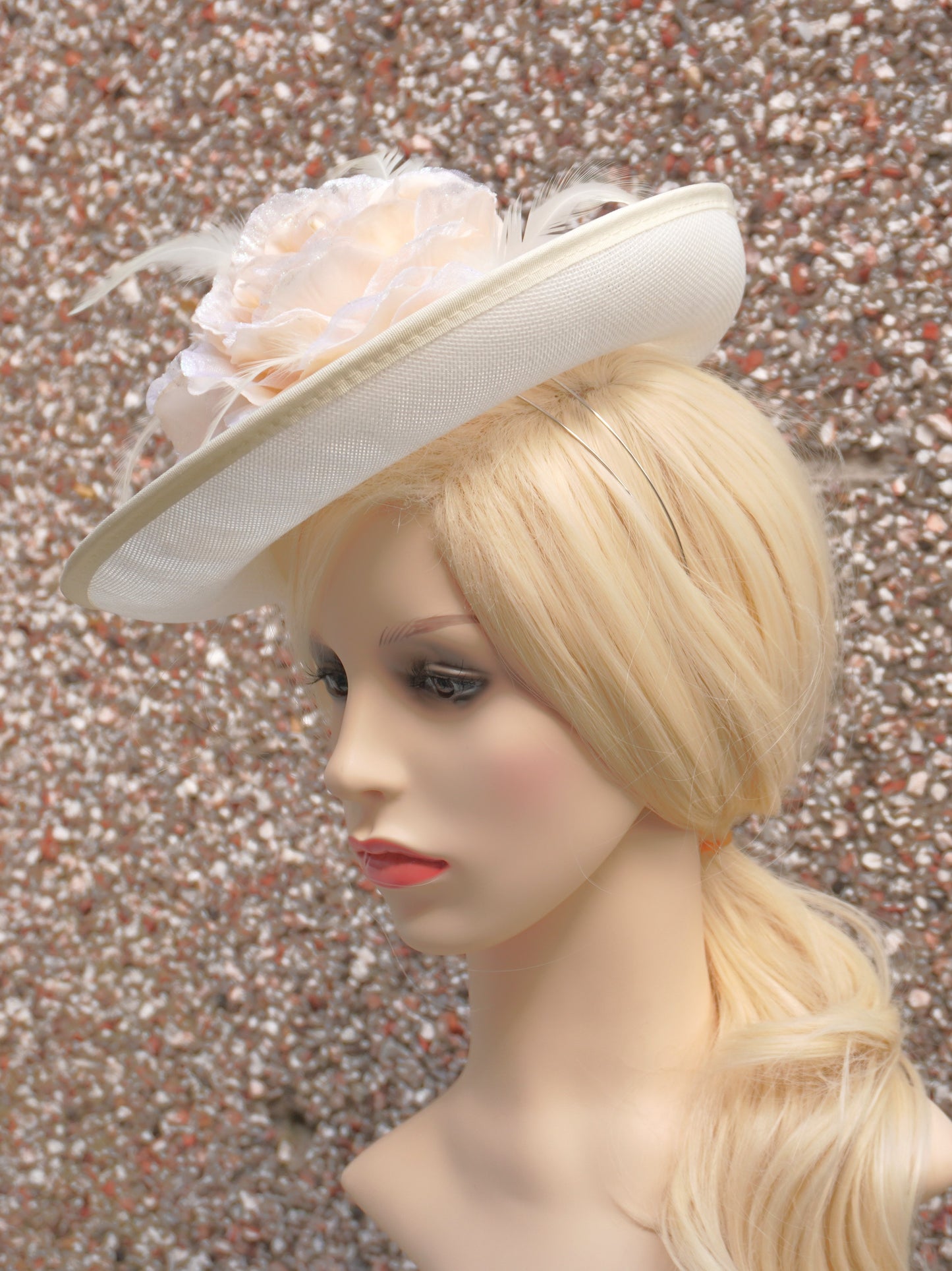 Ivory Occasion Hat with Flowers , Wedding Hat