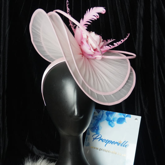 Large Pink Rose Fascinator Hat