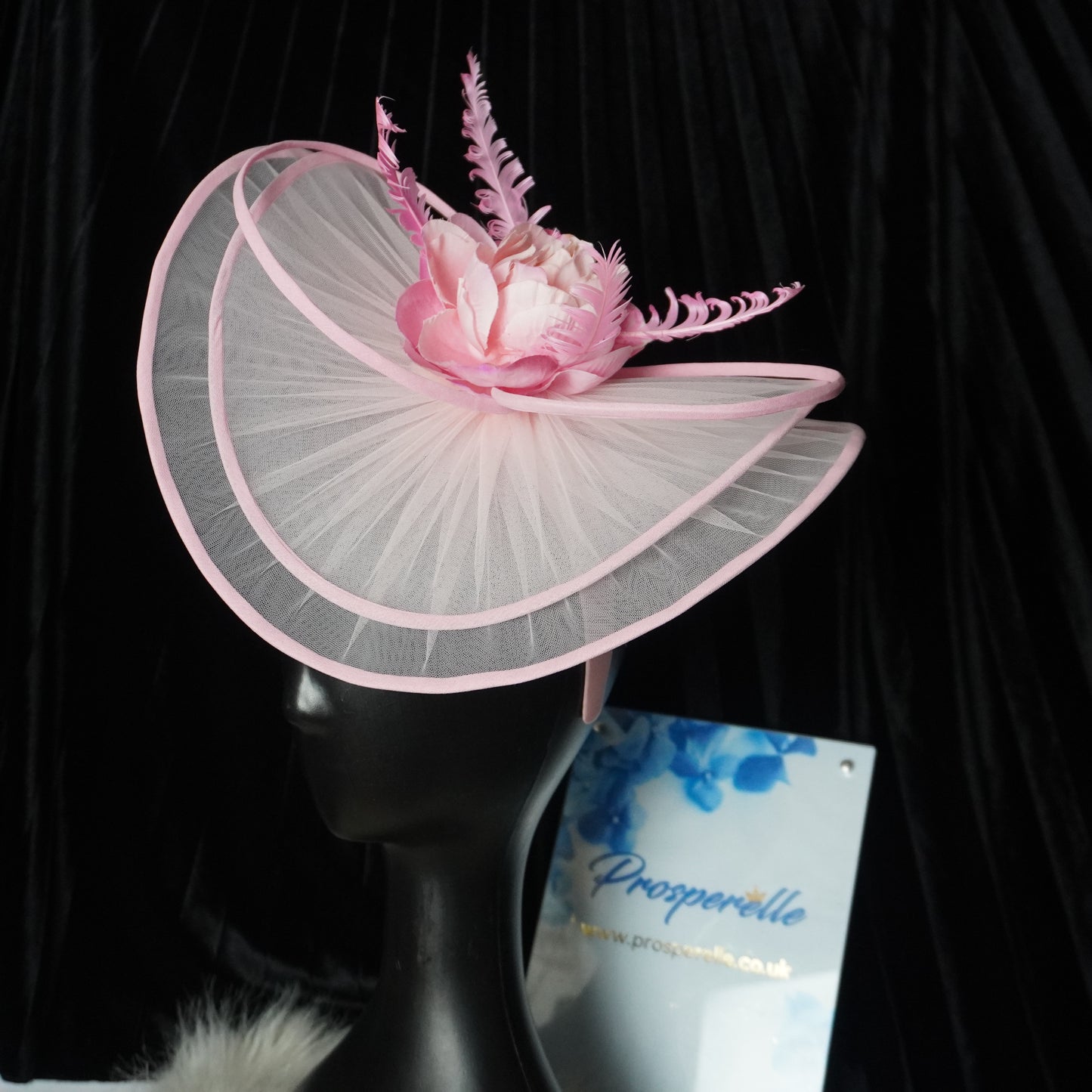 Large Pink Rose Fascinator Hat