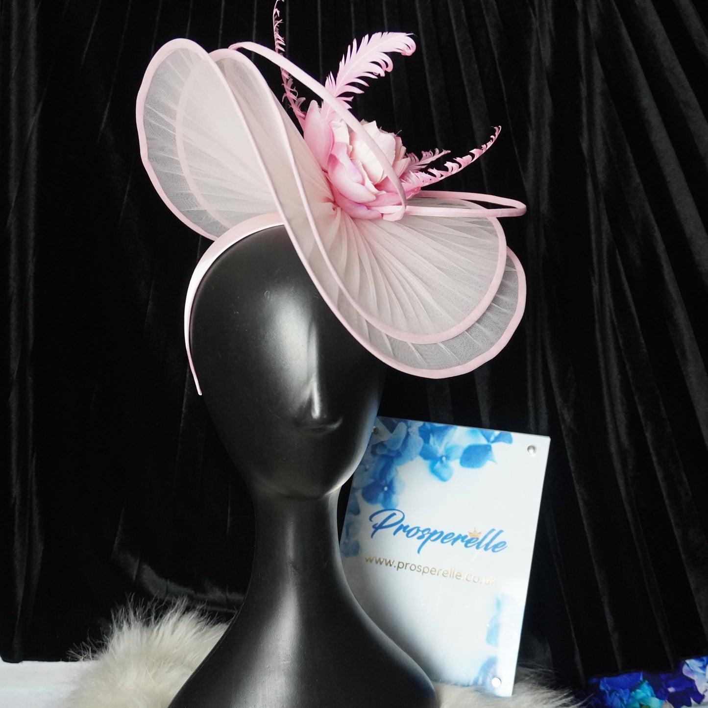 Large Pink Rose Fascinator Hat