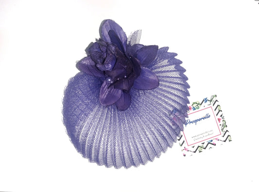 Small purple fascinator/Purple Crinoline and Flower/ Elegante Purple Fascinator