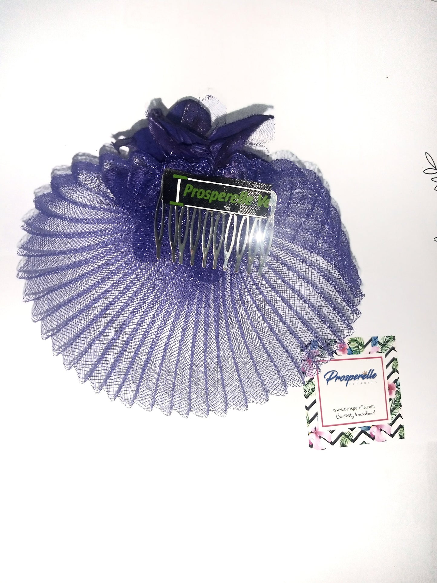Small purple fascinator/Purple Crinoline and Flower/ Elegante Purple Fascinator