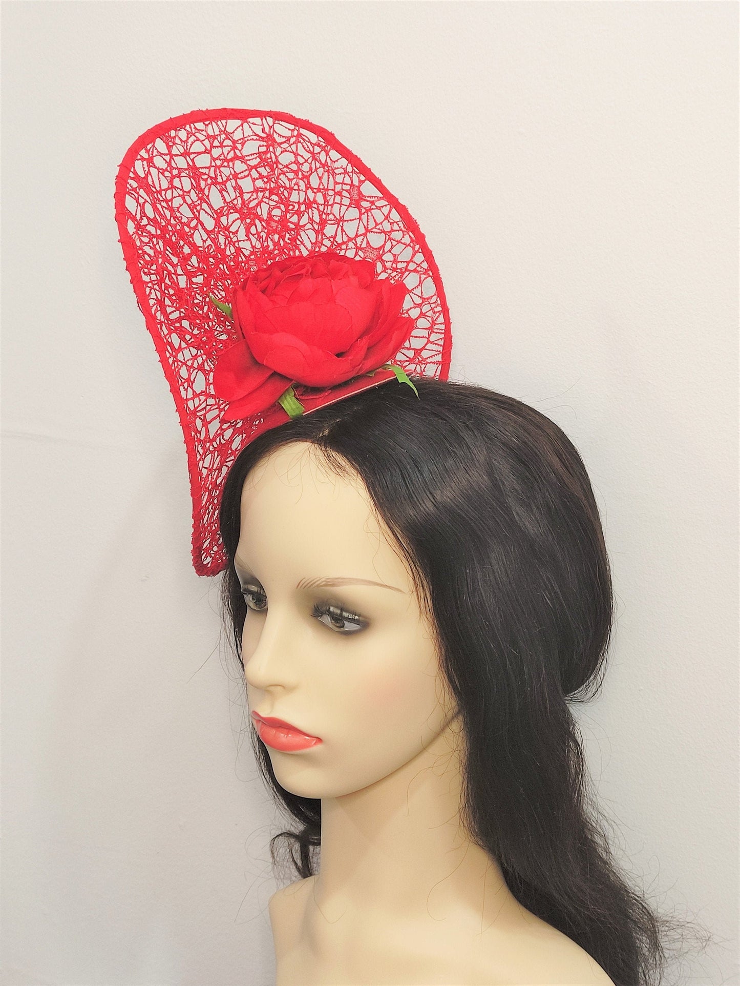 Red Fascinator Derby Hat- Red Hat -Fashions on the field hat Wedding hat