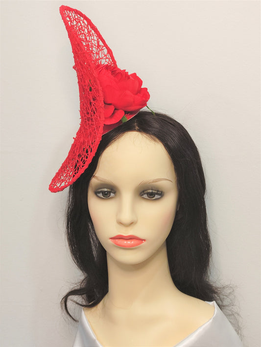 Red Fascinator Derby Hat- Red Hat -Fashions on the field hat Wedding hat