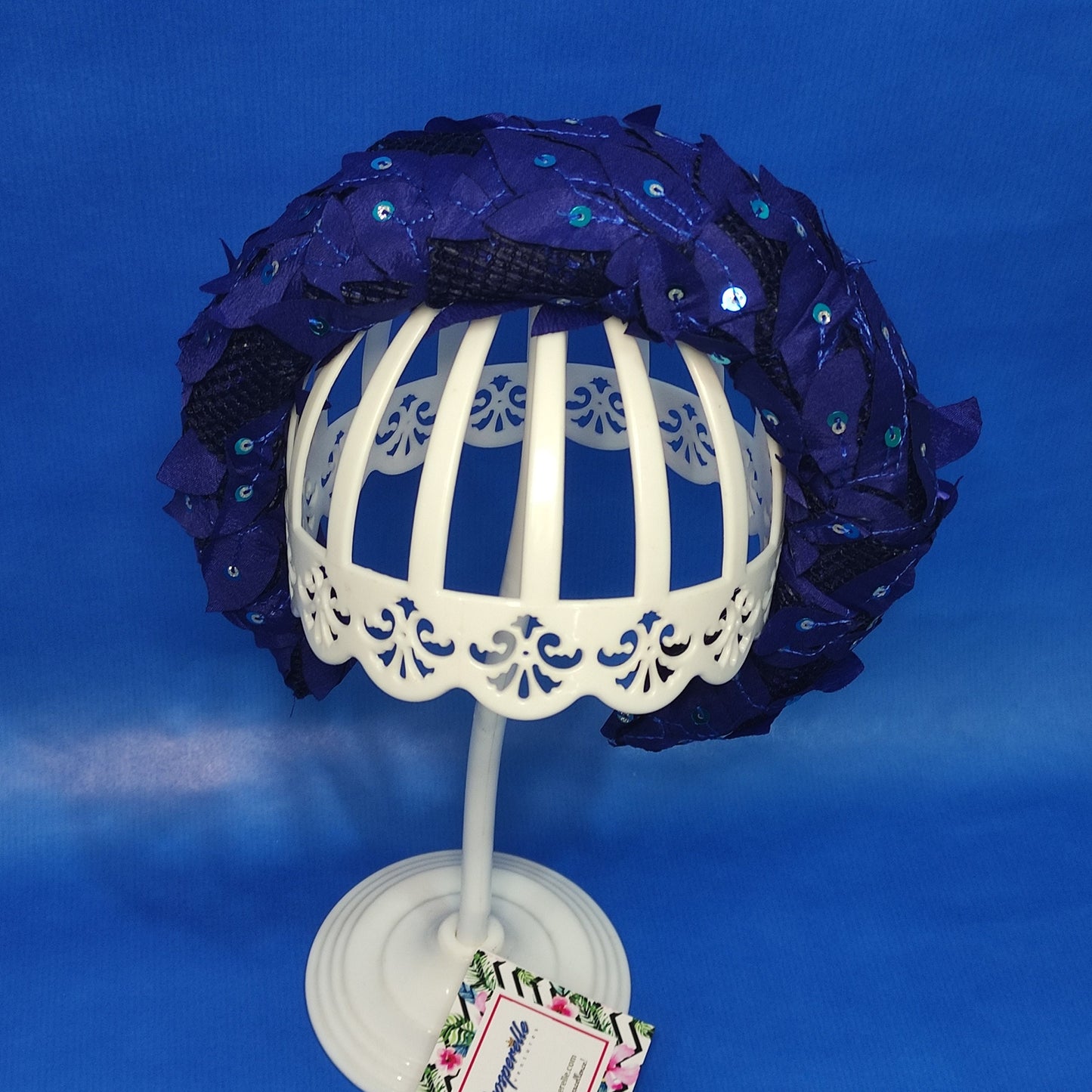 Padded Bandeau / Blue Headband / Padded headband blue Lace