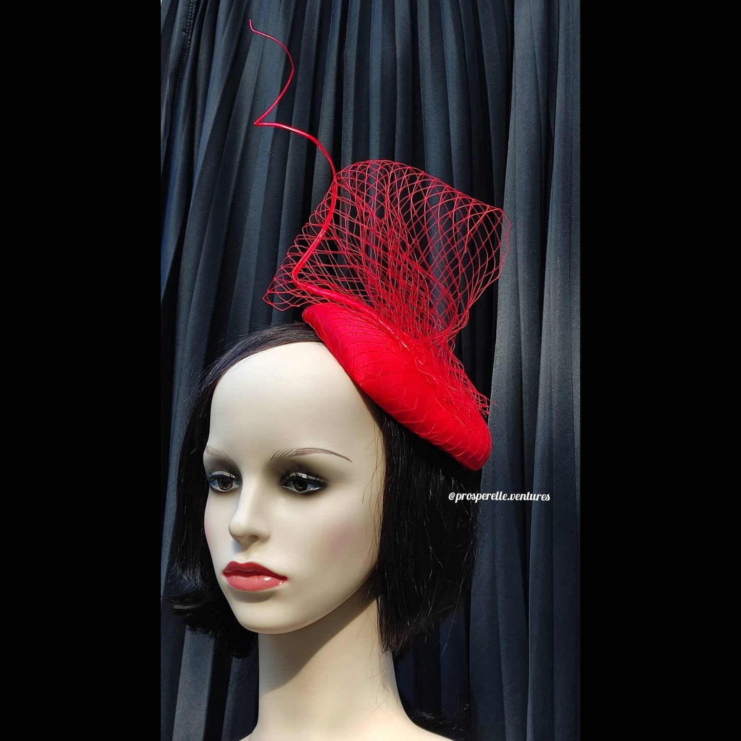 Red fascinator hat for weddings, tea party hat, church hat, red hat, fancy hat, derby hat