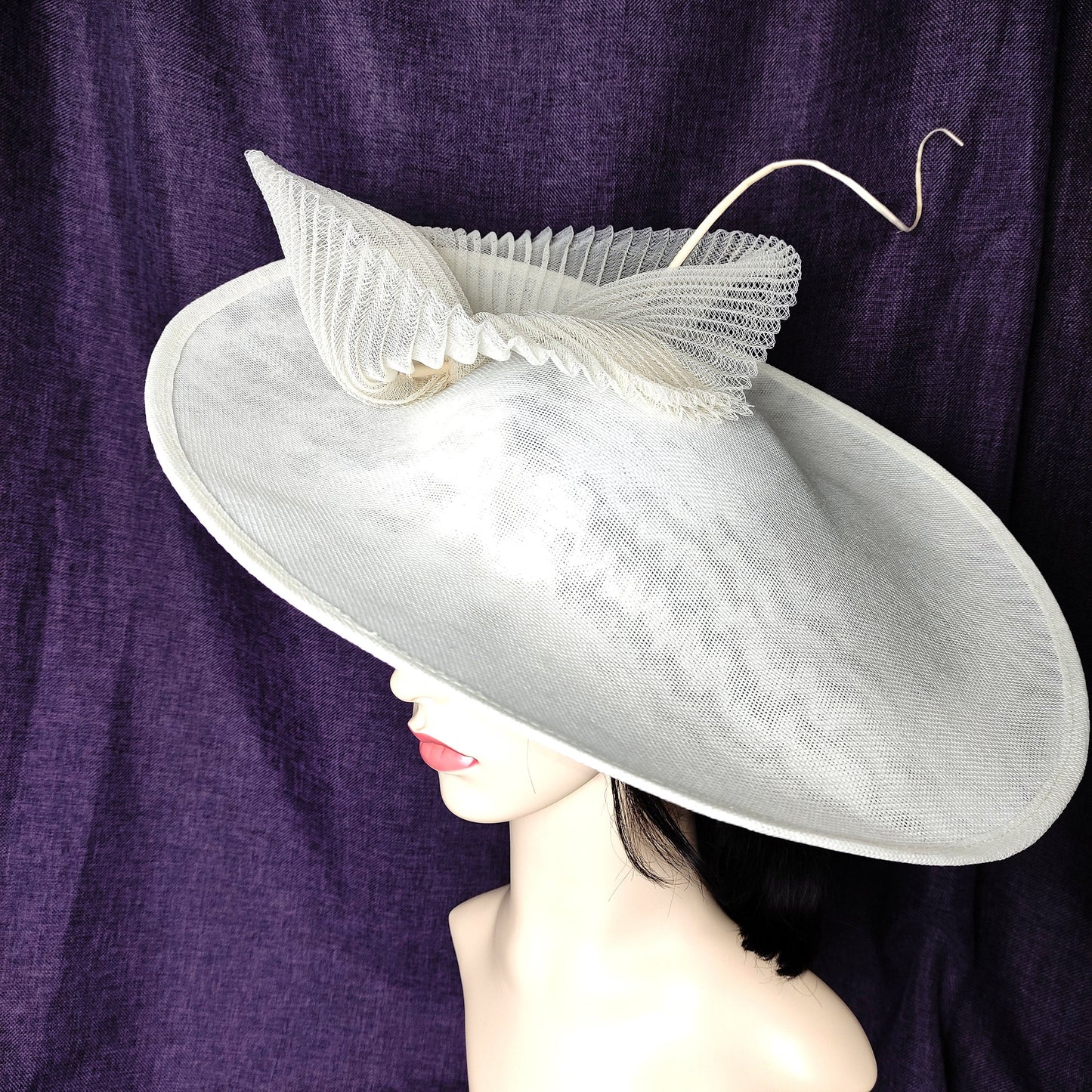 Ivory Hat Wide Brim- Mother of the Bride Hat, Kentucky derby Hat, Wedding Hat, Occasion Hat, Royal Ascot Hat