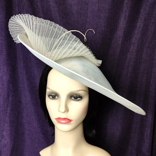 Ivory Hat Wide Brim- Mother of the Bride Hat, Kentucky derby Hat, Wedding Hat, Occasion Hat, Royal Ascot Hat