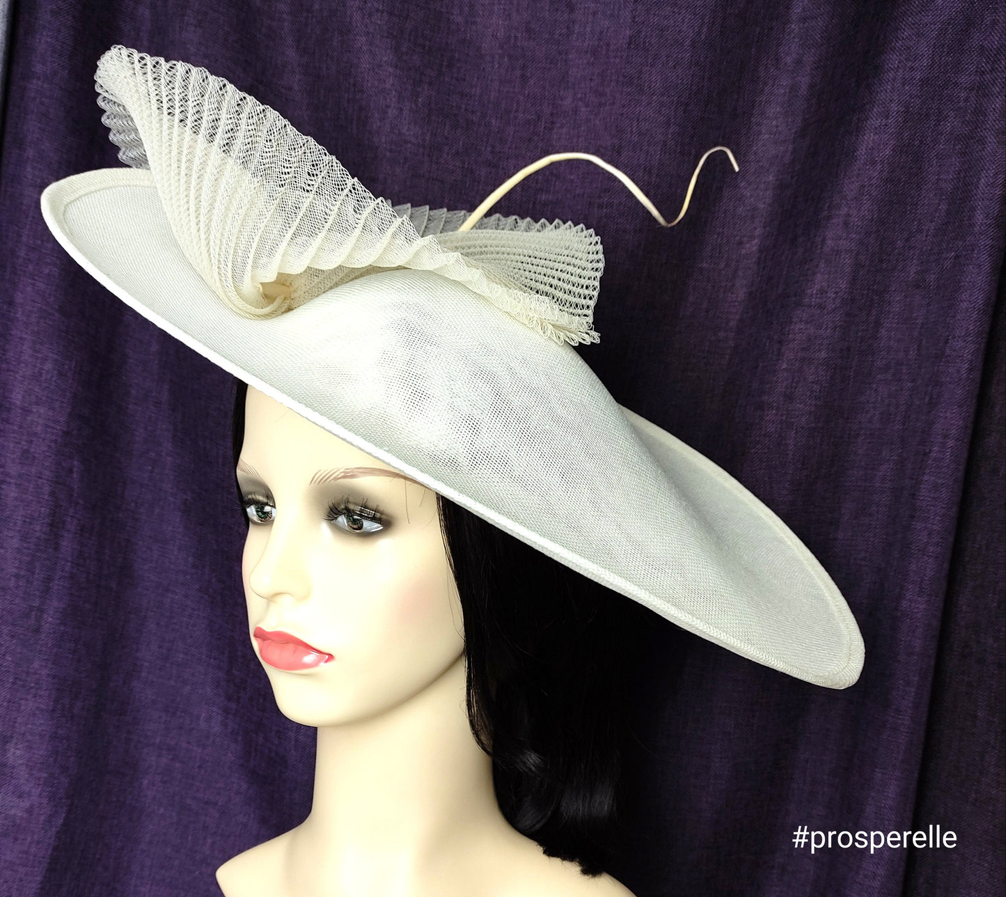 Ivory Hat Wide Brim- Mother of the Bride Hat, Kentucky derby Hat, Wedding Hat, Occasion Hat, Royal Ascot Hat