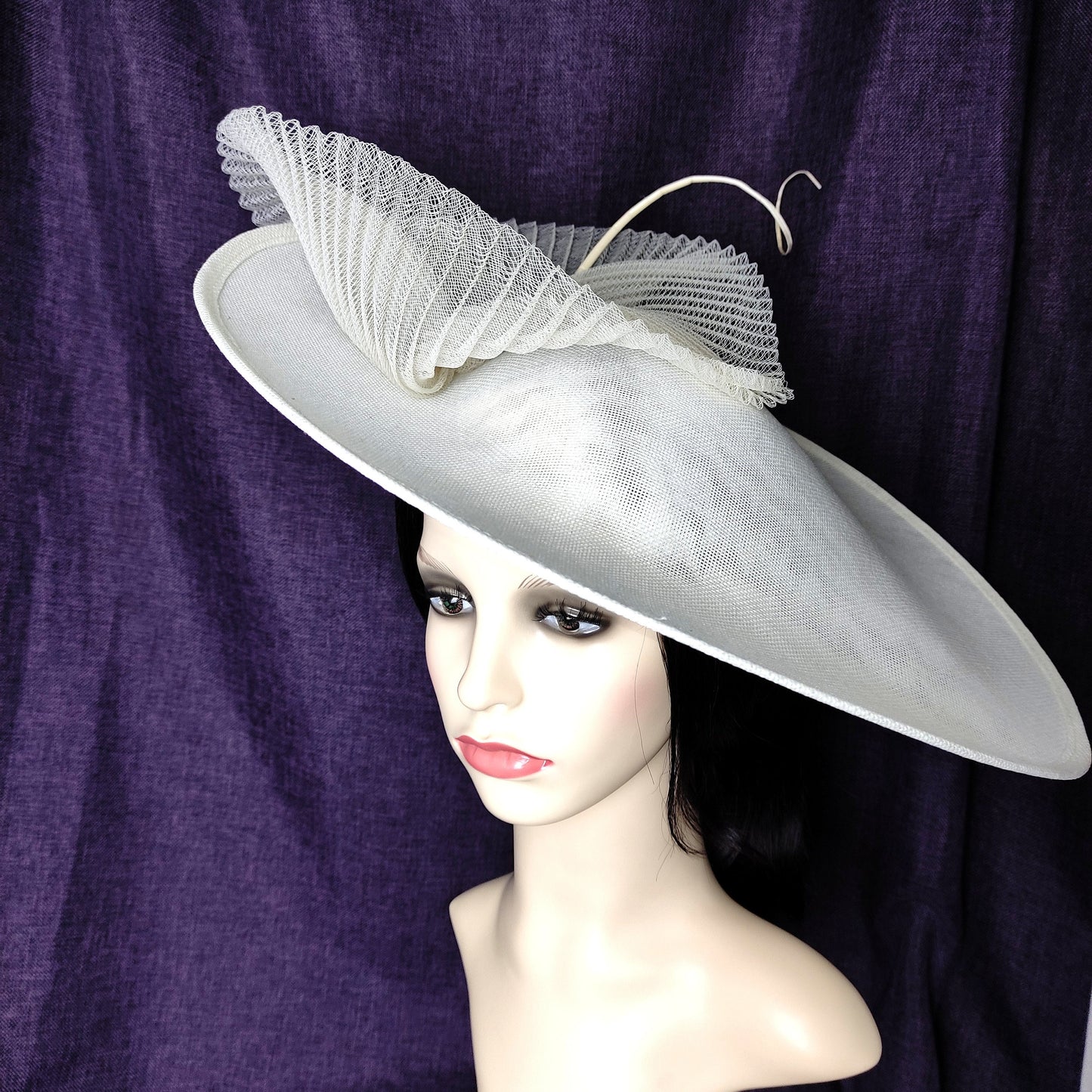 Ivory Hat Wide Brim- Mother of the Bride Hat, Kentucky derby Hat, Wedding Hat, Occasion Hat, Royal Ascot Hat