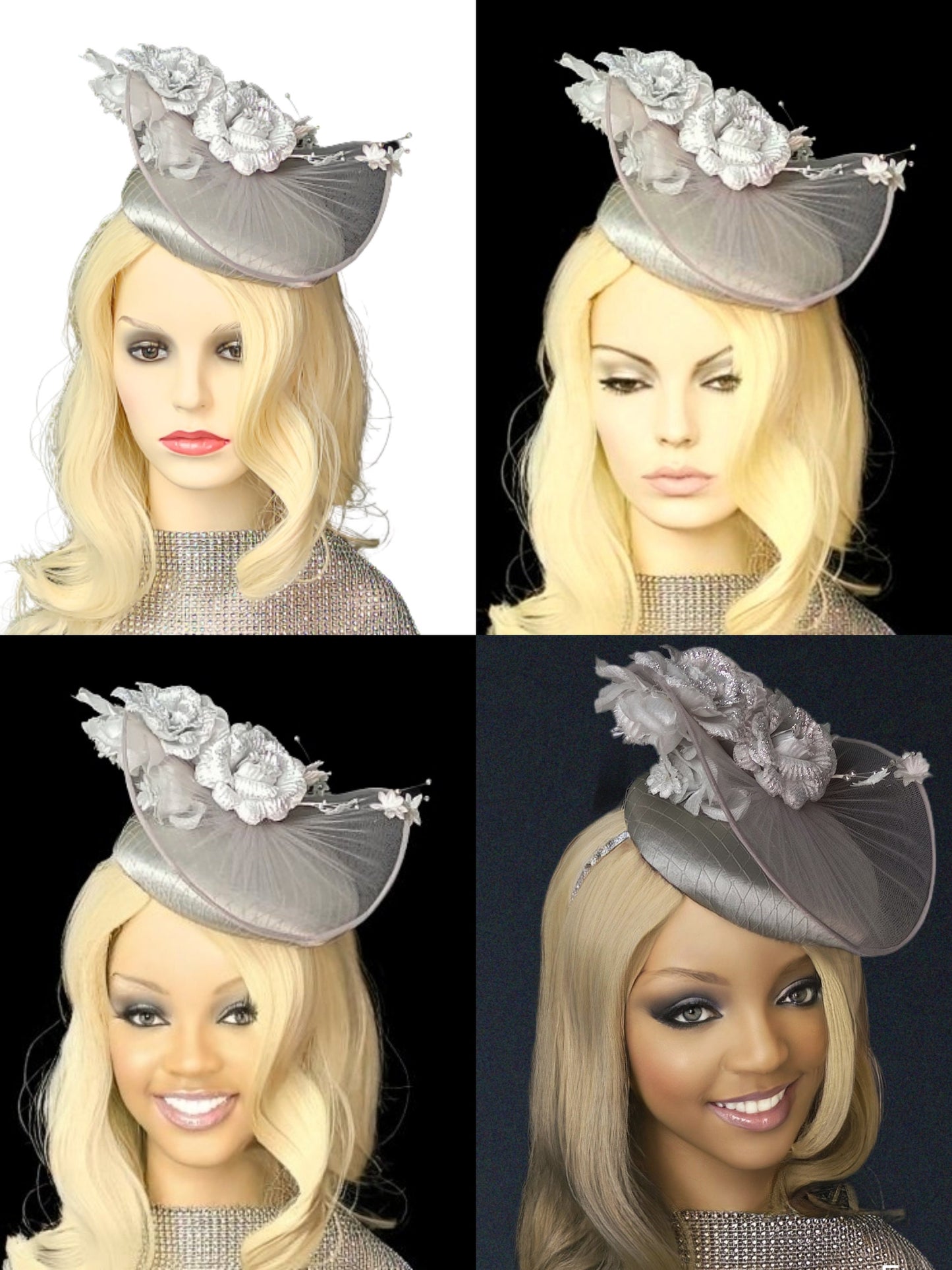 Silver Kentucky Derby Hat , Feather free Hat Silver Millinery, Special Occasion Hat, Wedding Hat Silver