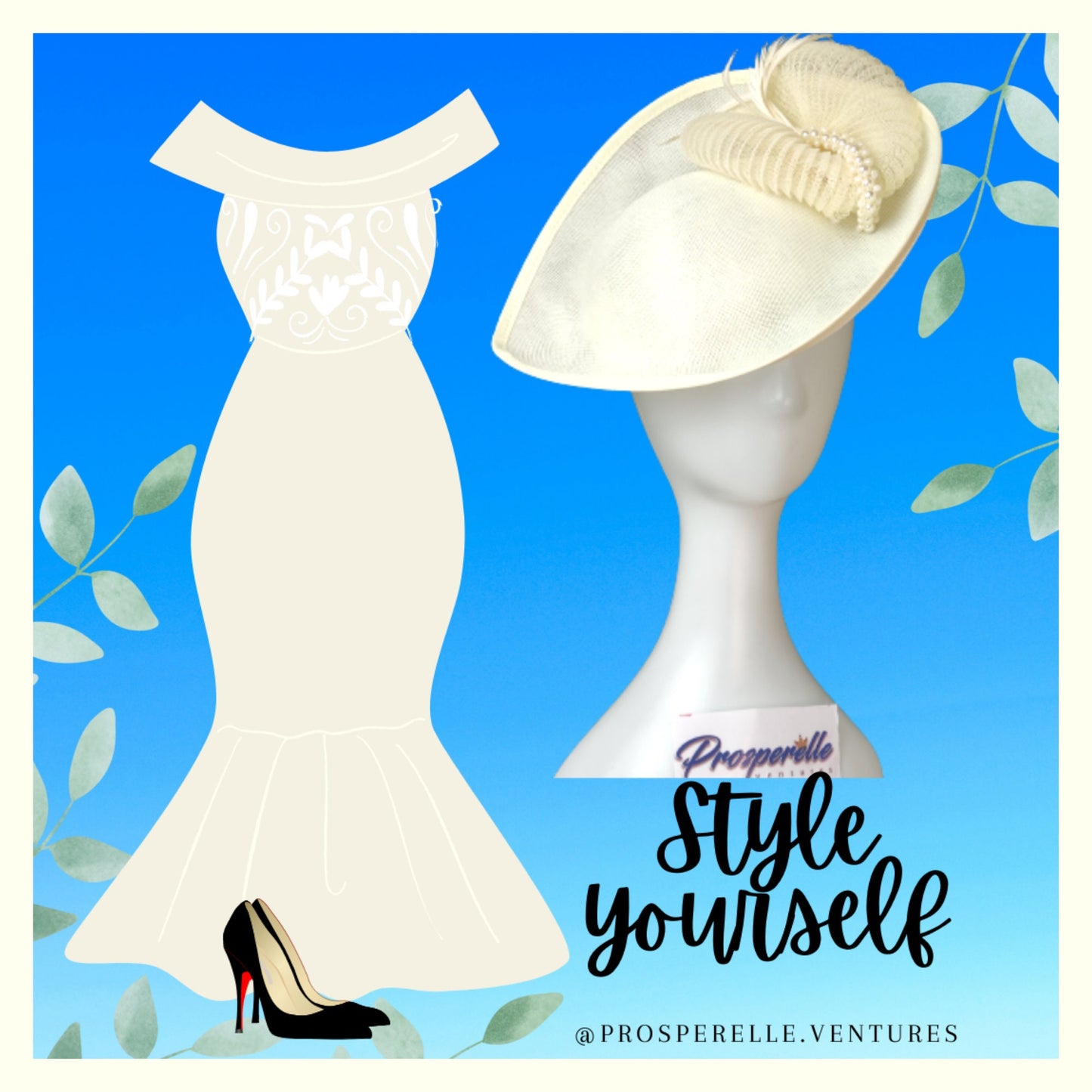 Ivory hat wedding hat, Ivory Cream Statement Hat, Ivory feathers, Special occasion hat, ivory millinery hat