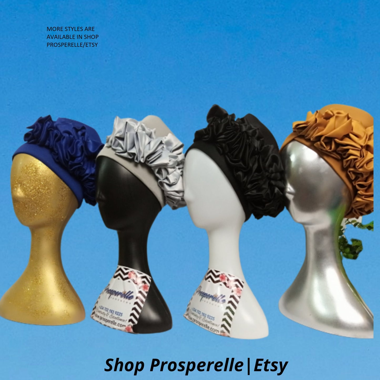 Turban Hat Women , Blue Turban fashion hat, Ready to Wear Turban/ Embellished headwear