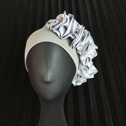 Turban Hat silver Grey Turban fashion hat, Ready to Wear Turban/ Embellished headwear