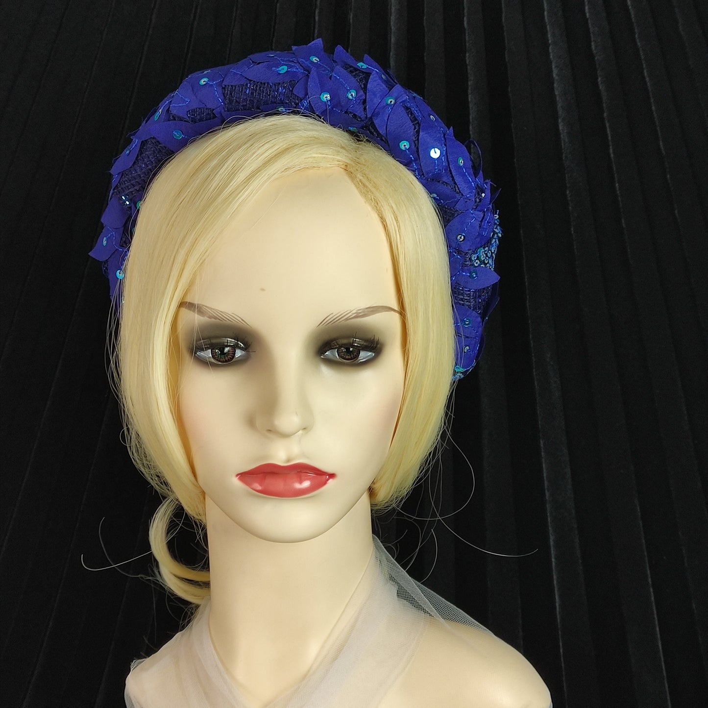 Royal Blue Padded Headband, Royal blue lace, padded headband blue