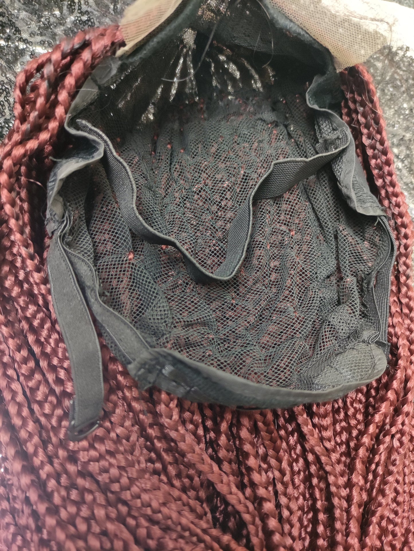 Ghana Weaving wig and braids 34 inches, Reddish Brown braids wig