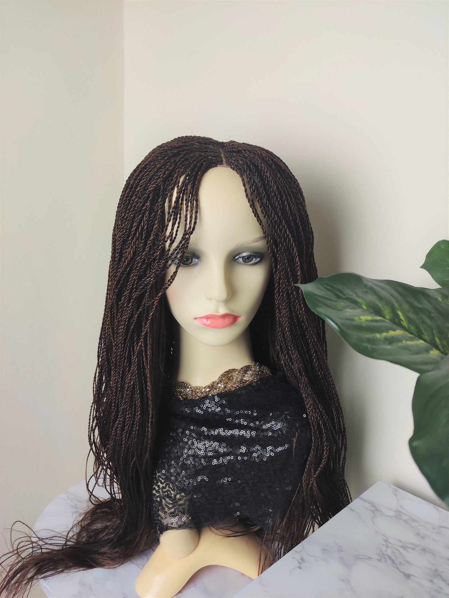 Million Braids Wig, Dark Brown Micro twist, 28 inches