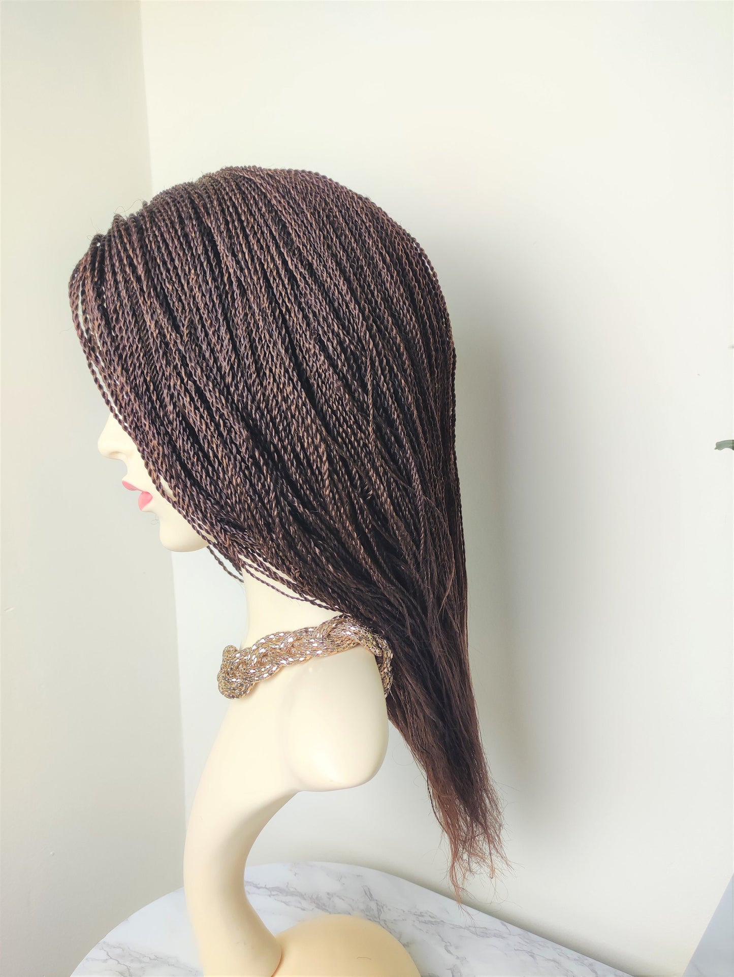 Million Braids Wig, Dark Brown Micro twist, 21 inches
