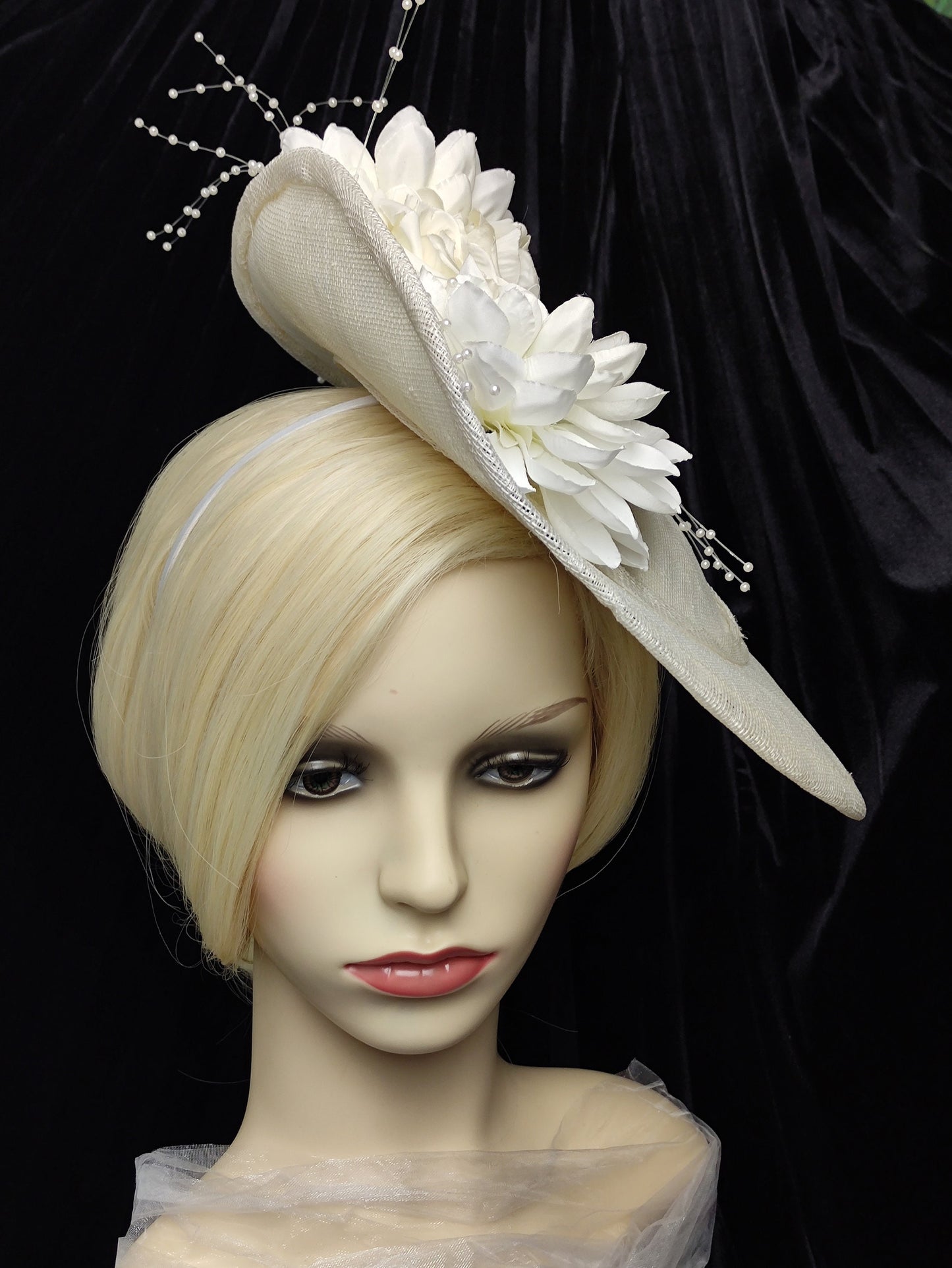 Ivory Hat- Exquisite Mother of the Bride Hat, Royal Ascot Hat