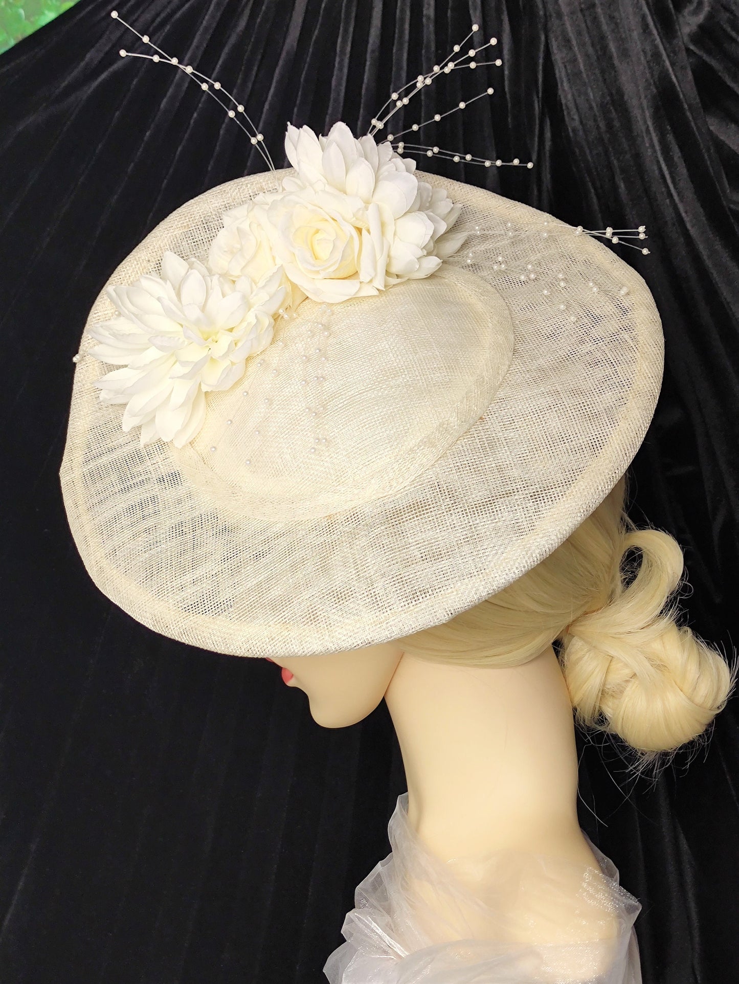 Ivory Hat- Exquisite Mother of the Bride Hat, Royal Ascot Hat