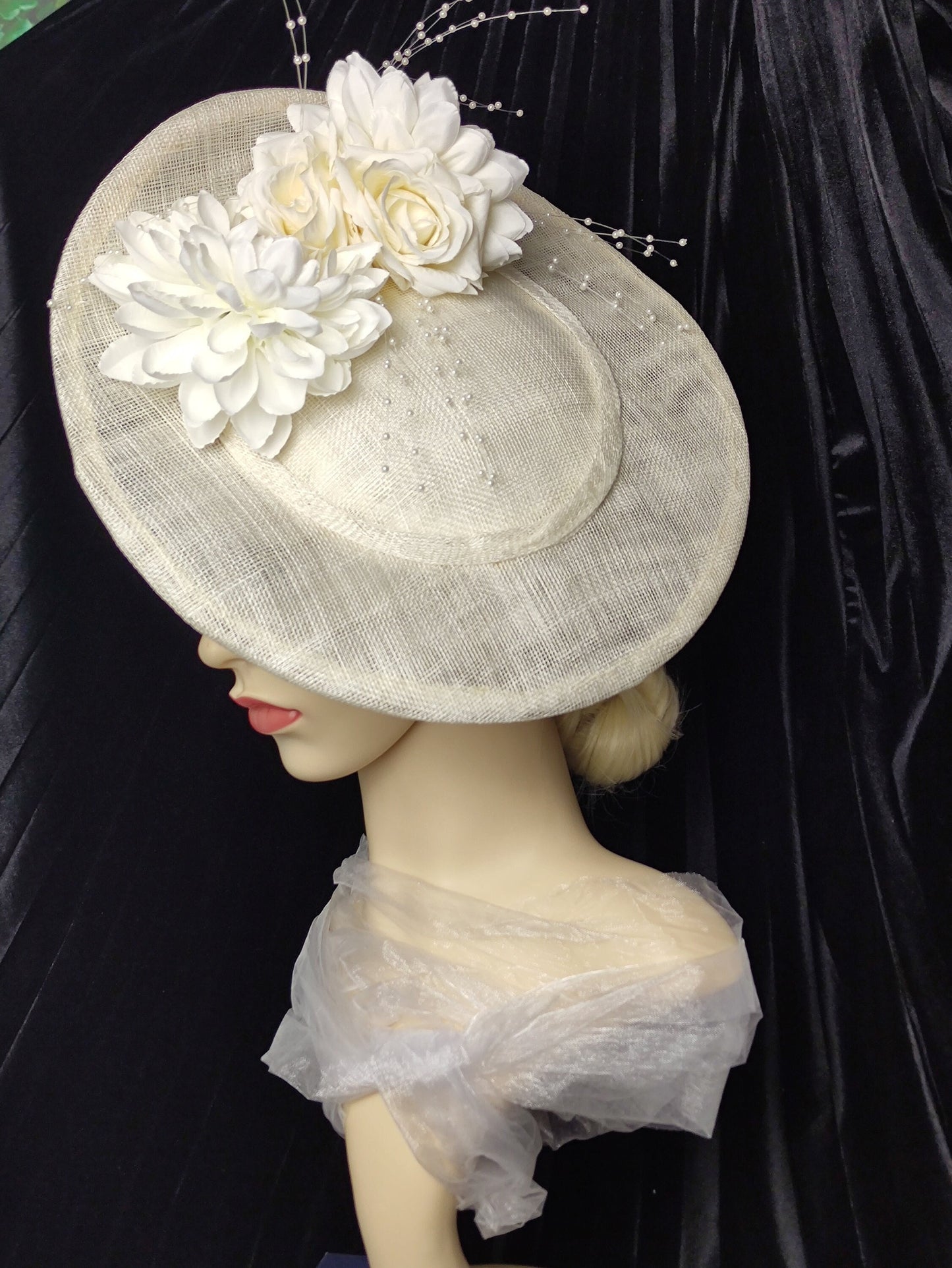 Ivory Hat- Exquisite Mother of the Bride Hat, Royal Ascot Hat