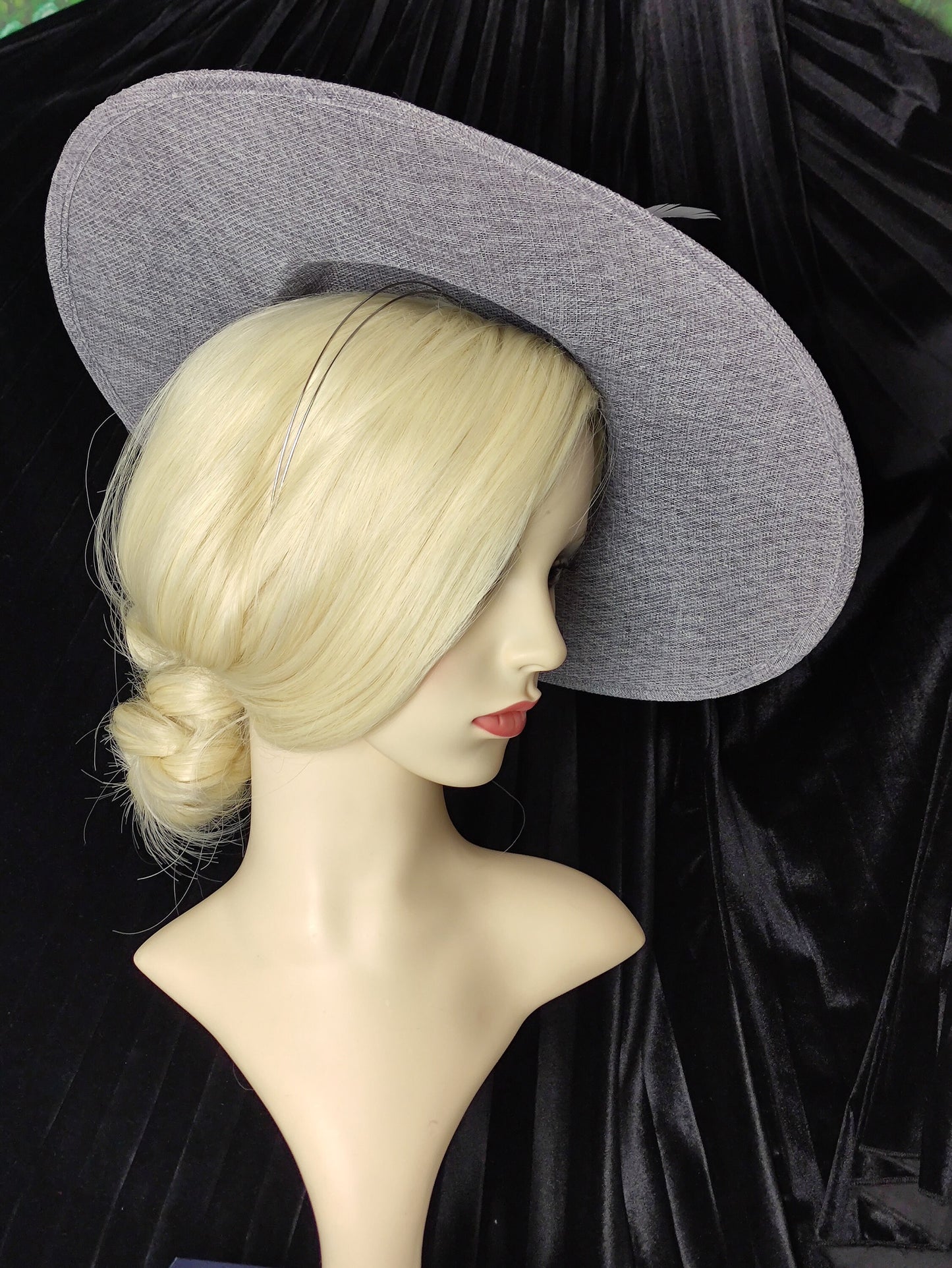 Silver Grey Hat Wide Brim- Mother of the Bride Hat, Occasion Hat, Wedding Hat