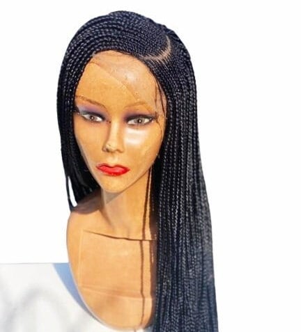 Frontal Ghana Weaving wig black and braids 34 inches, Ready to ship braids wig