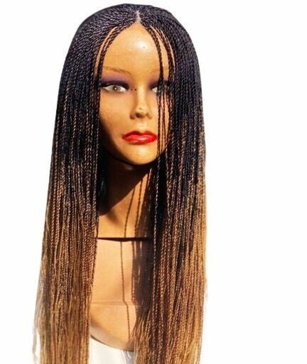 Black and Gold Braids Wig, Ombre Twist Braids Wig, 28 inches Braids