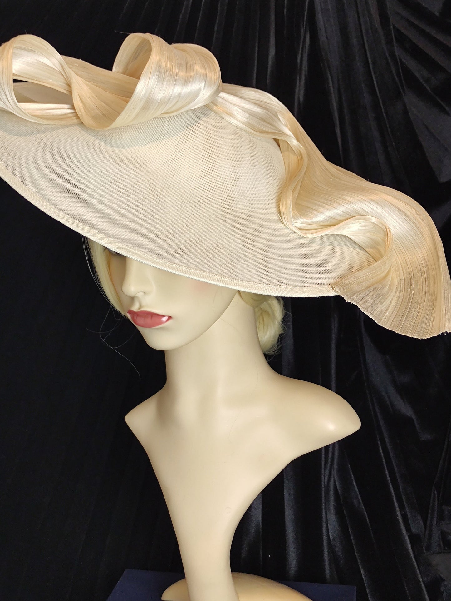 Ivory Hat Wide Brim Silk Abaca Design Hat, Mother of the Bride Hat, , Wedding Hat, Occasion Hat, Royal Ascot Hat