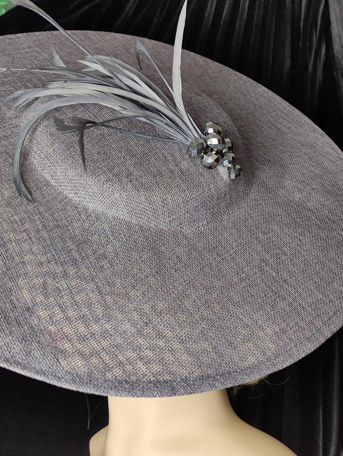 Silver Grey Hat Wide Brim- Mother of the Bride Hat, Occasion Hat, Wedding Hat