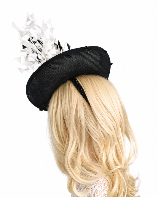 Black and white hat, wedding guest hats and fascinators