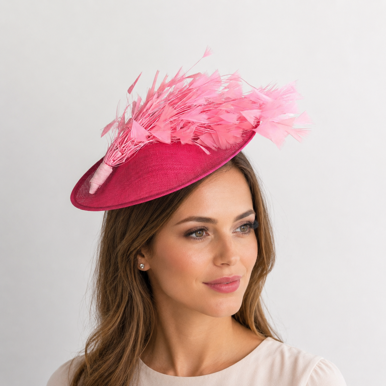 Elegant Pink Feather Fascinator, Royal Ascot Hat, Mother of the Bride Headpiece, Kentucky Derby Wedding Hat