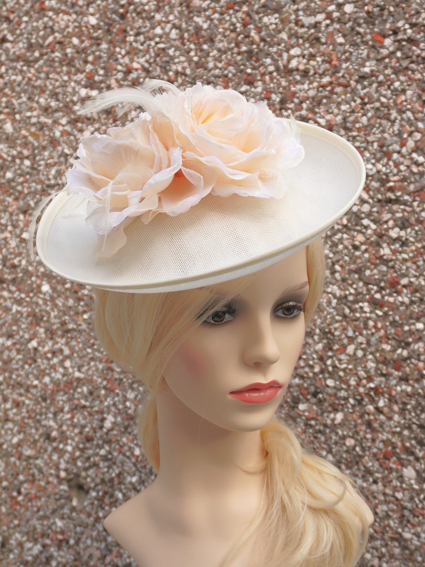 Ivory Floral Fascinator Hat, Wedding Guest, Mother of Bride, Ascot Race Day Hat