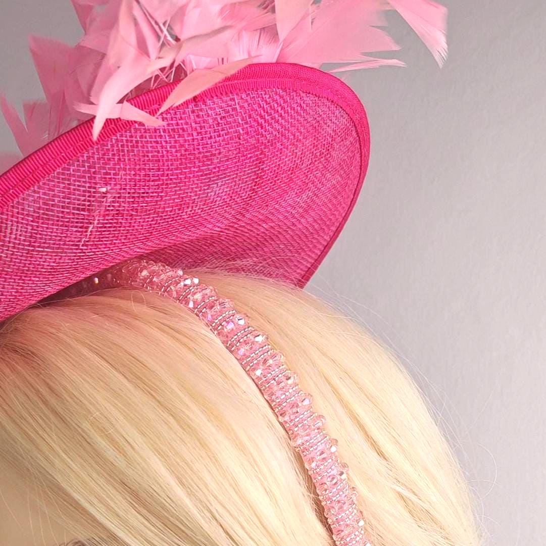 Elegant Pink Feather Fascinator, Royal Ascot Hat, Mother of the Bride Headpiece, Kentucky Derby Wedding Hat