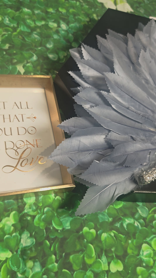 Silver Bridal Feather Fan