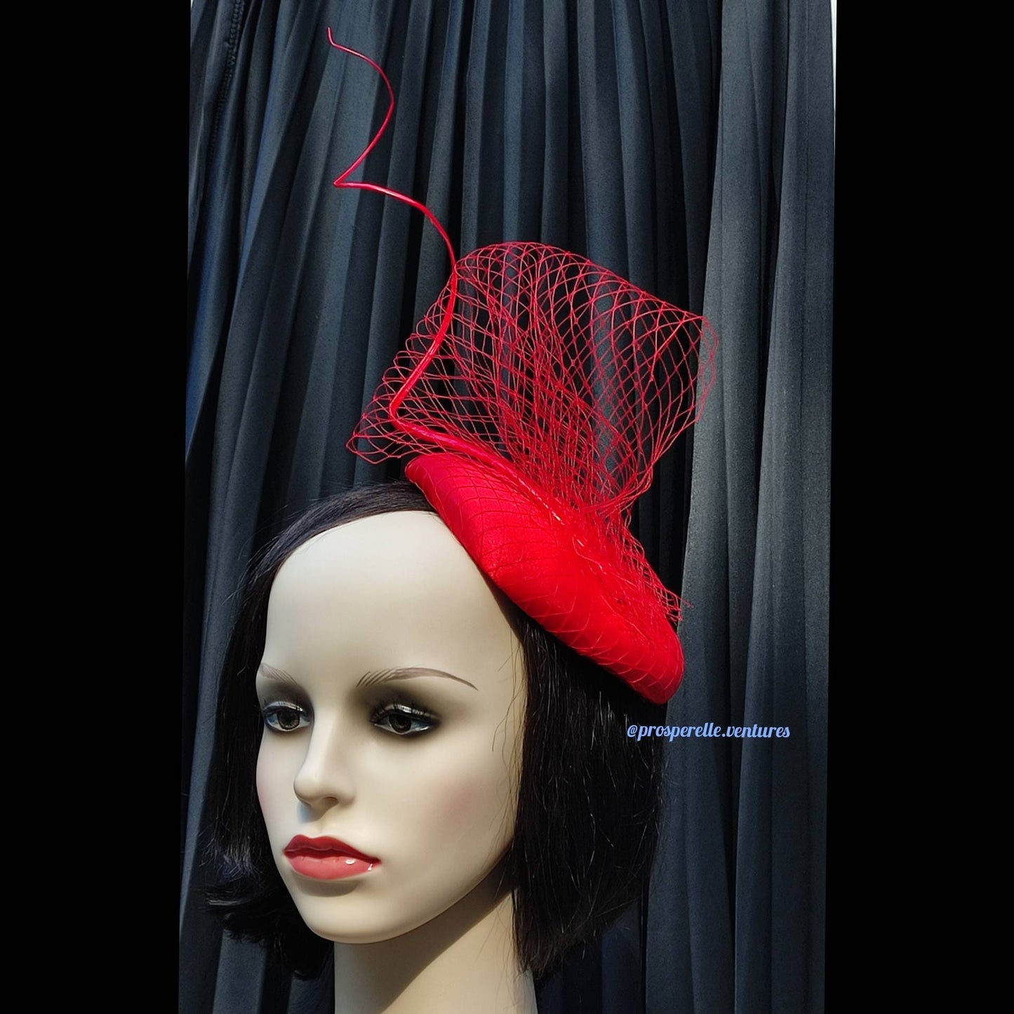 Red fascinator hat for weddings, tea party hat, church hat, red hat, fancy hat, derby hat