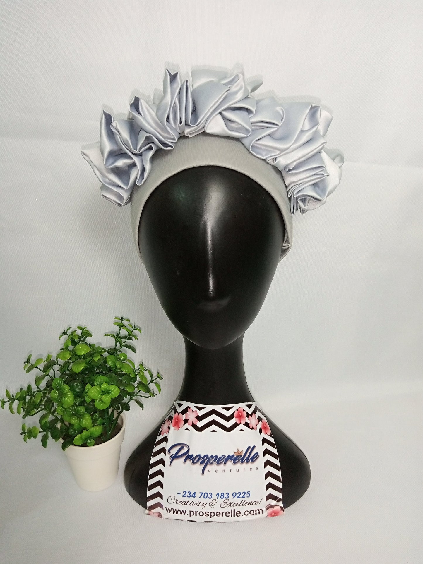 Turban Hat silver Grey Turban fashion hat, Ready to Wear Turban/ Embellished headwear