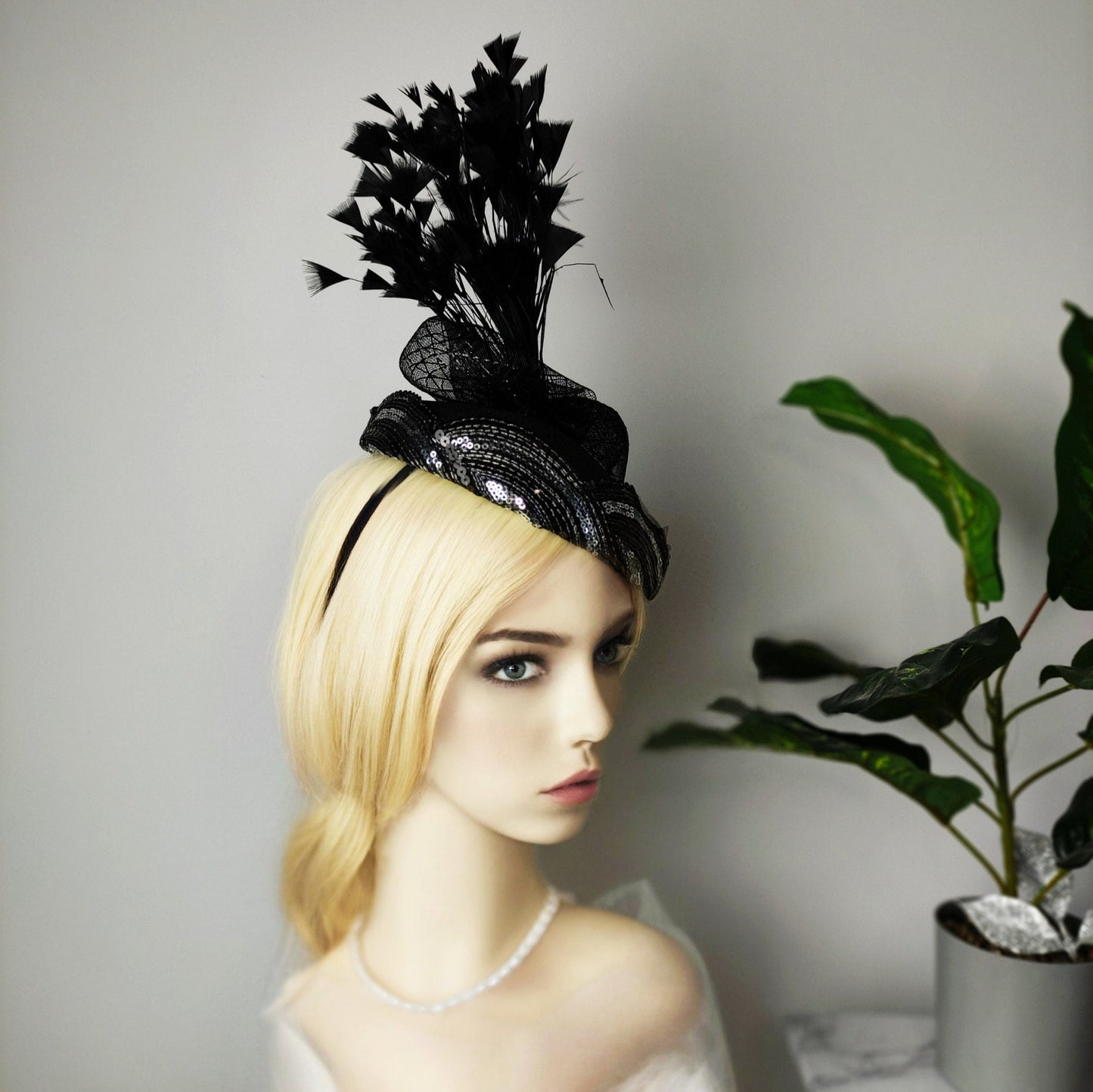 Pillbox Hat Black, Special Occasion Hat, Royal Ascot hat