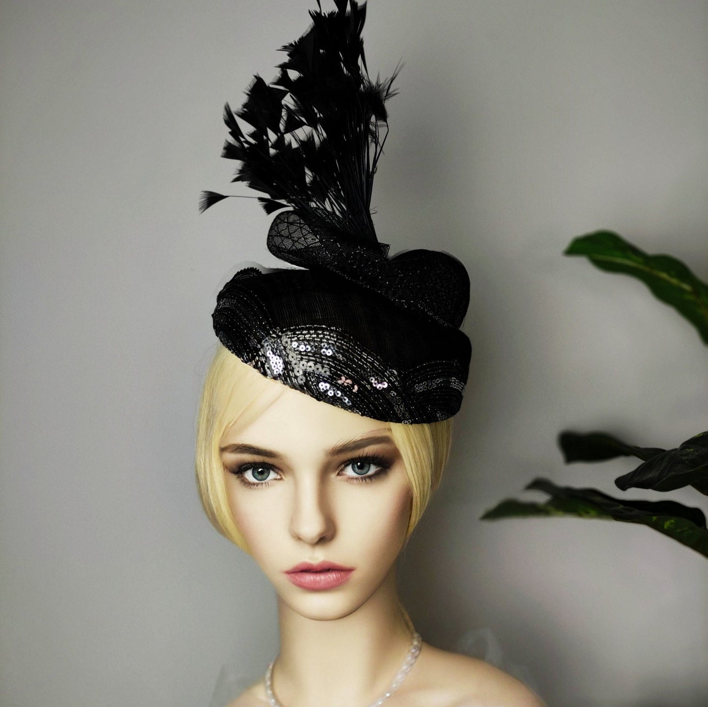 Pillbox Hat Black, Special Occasion Hat, Royal Ascot hat