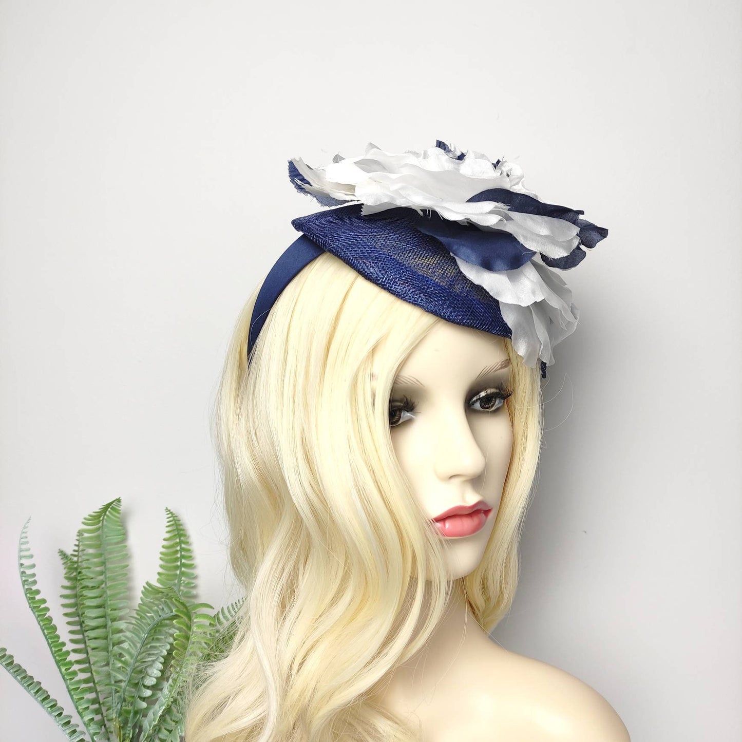 Silk flower Hat Navy Blue/ Special occasions fascinators/ Custom Hat