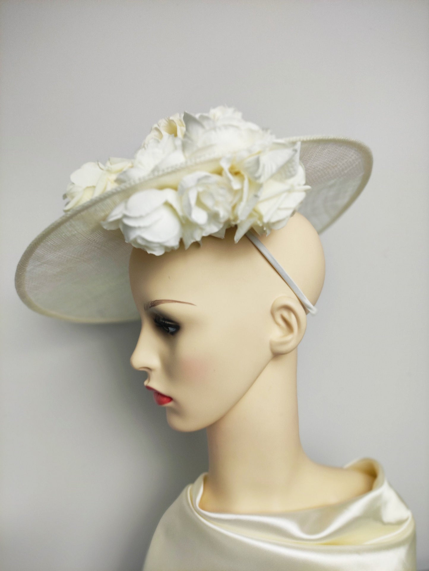 Ivory Hat Wide Brim- Mother of the Bride Hat, Kentucky derby Hat, Wedding Hat, Occasion Hat, Wedding Hat