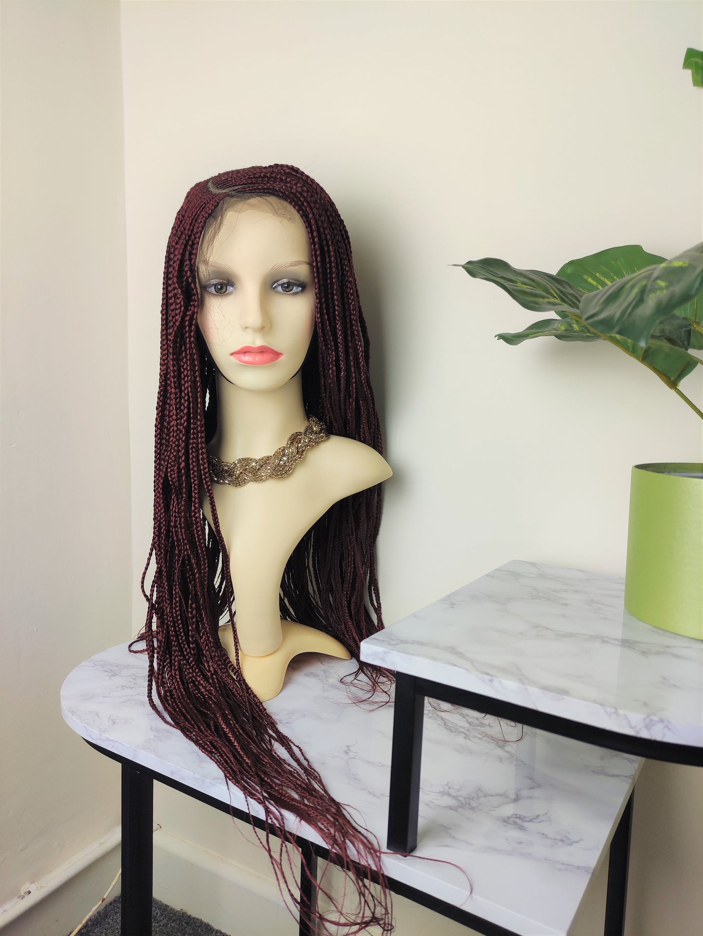 Ghana Weaving wig and braids 34 inches, Reddish Brown braids wig