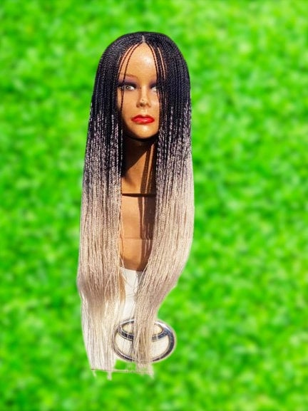 Black Blonde Braids Wig, Ombre Twist Braids Wig, 28 inches Braids