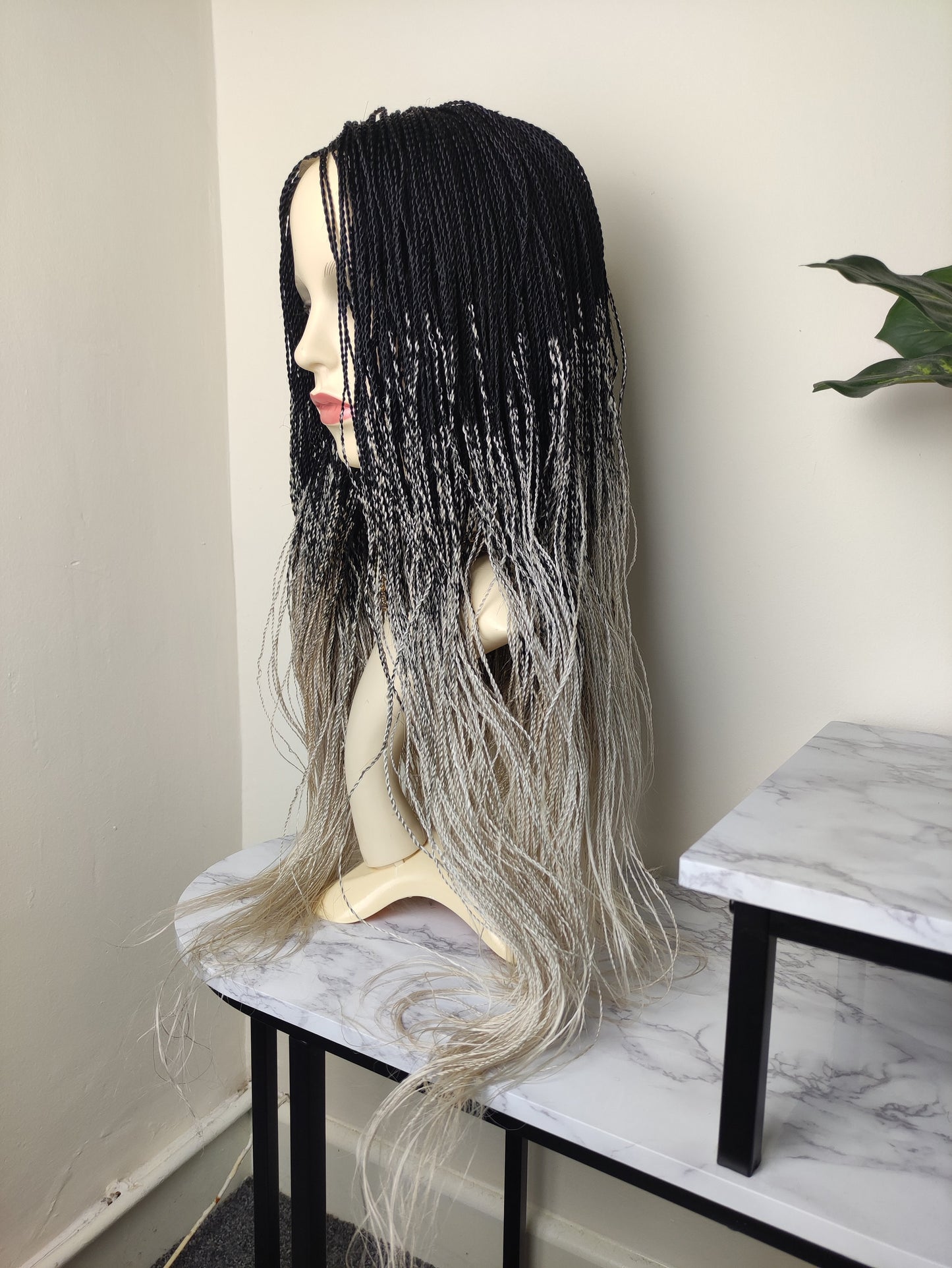 Black Blonde Braids Wig, Ombre Twist Braids Wig, 28 inches Braids