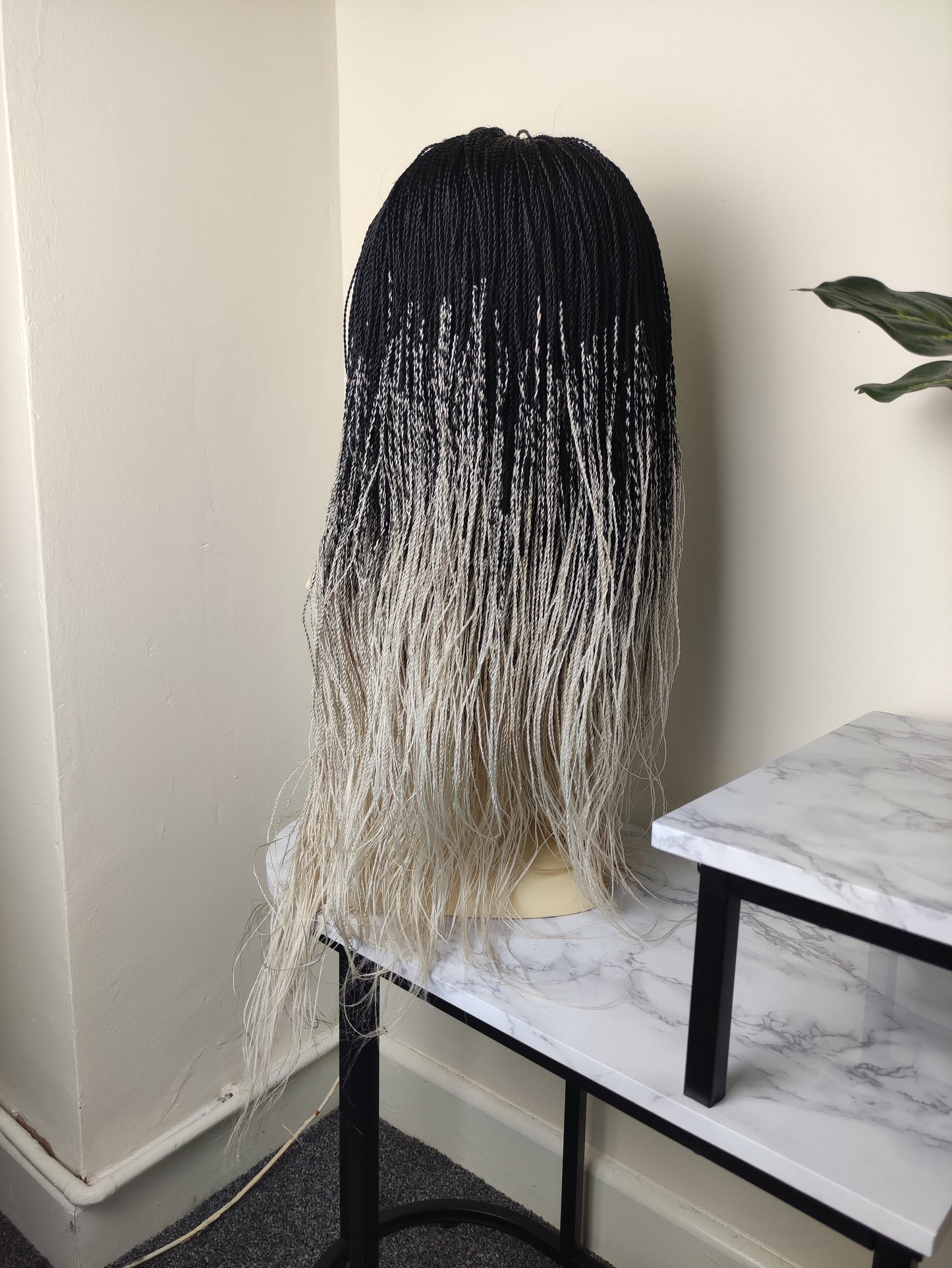 Black Blonde Braids Wig, Ombre Twist Braids Wig, 28 inches Braids