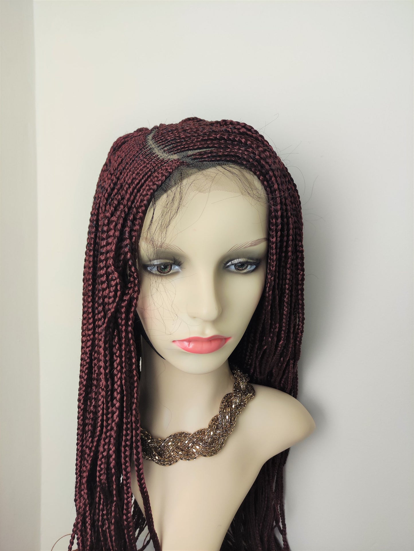 Ghana Weaving wig and braids 34 inches, Reddish Brown braids wig