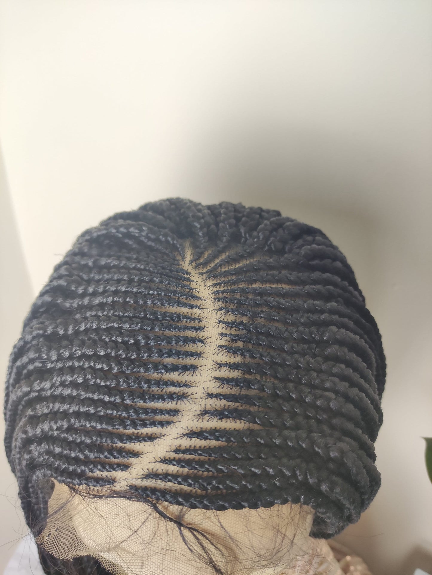 Frontal Ghana Weaving wig black and braids 34 inches, Ready to ship braids wig